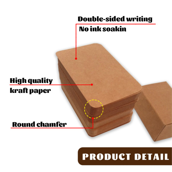 100pcs 3.5inx2.1in Kraft Paper Index Cards with Round Chamfer,Blank Playing Cards for Gift Cards, Business Cards , Business Cards, Message Card, DIY Gift Card, Kraft Note Paper Tags Scratch Paper