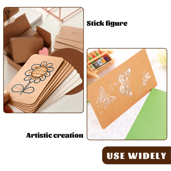 100pcs 3.5inx2.1in Kraft Paper Index Cards with Round Chamfer,Blank Playing Cards for Gift Cards, Business Cards , Business Cards, Message Card, DIY Gift Card, Kraft Note Paper Tags Scratch Paper